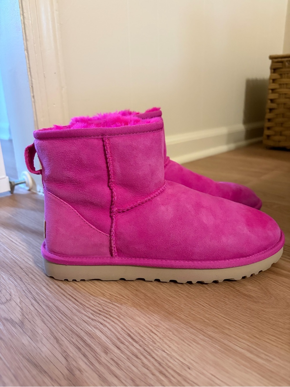 UGG Classic Mini Hot Pink Suede Ankle Boots